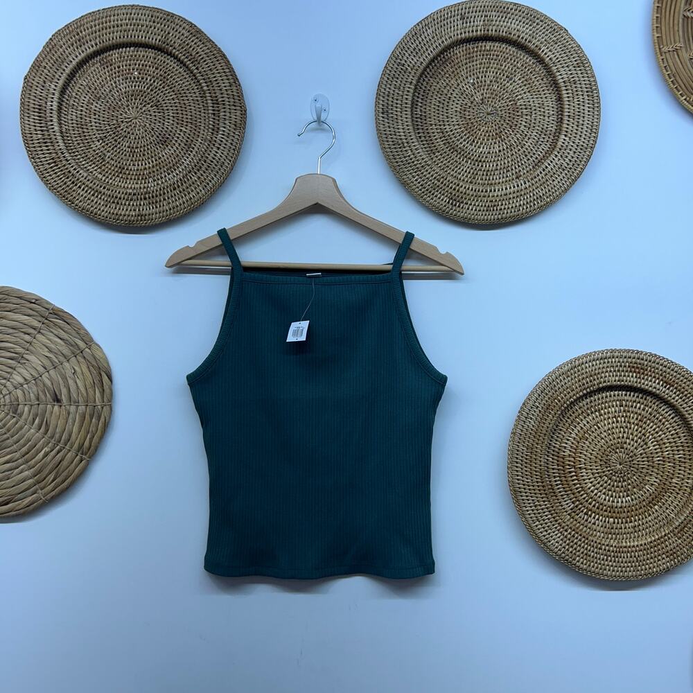 NEW Bundle (3) Old Navy Tank Tops Medium Ribbed Blue Green Tan Layering Casual